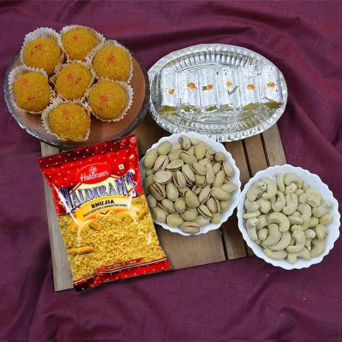 Send haldirams appetizing gift combo to Ahmedabad, Free Delivery -  AhmedabadOnlineFlorists