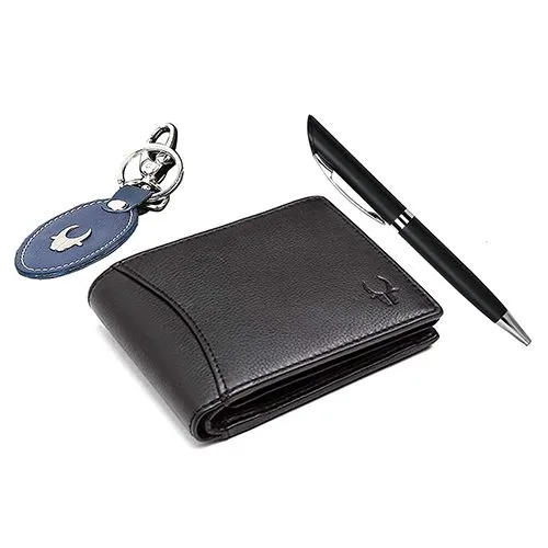 Buy stunning wildhorn leather wallet with keychain n pen set for men in  Mumbai, Free Shipping - MumbaiOnlineFlorists