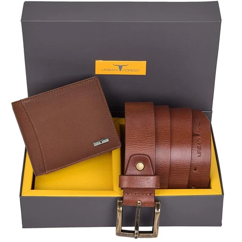 Men's Casual Leather Belt  Leather Wallet Combo Gift Set for Men