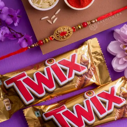 Trendy Kundan Rakhi N Twix Combo