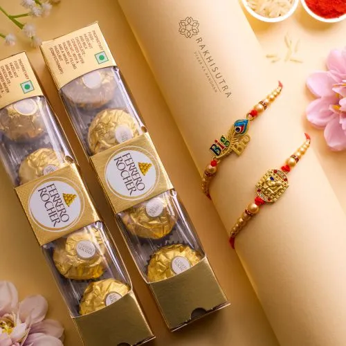 Divine Rakhi Set N Rocher Combo