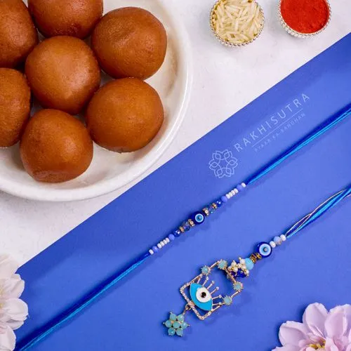 Fancy Evil Eye Bhaiya Bhabhi Rakhi N Gulab Jamun Treat