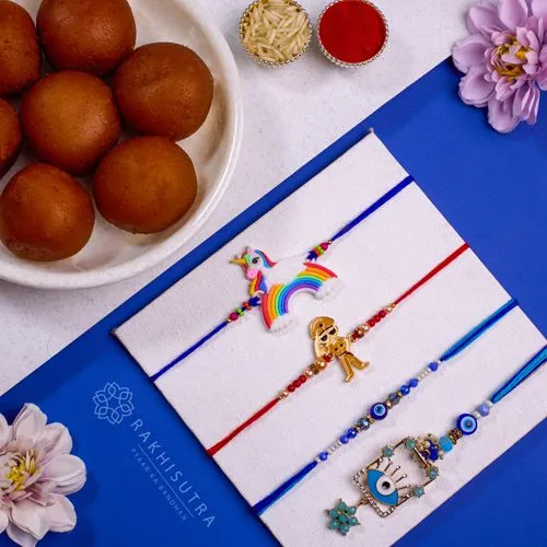 Trendy Family Rakhi Set N Gulab Jamun Combo