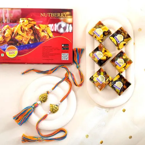 Luxurious Bhaiya Bhabhi Rakhis  N  Nutberry Combo